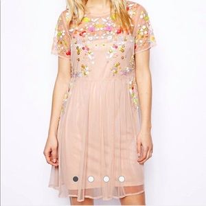 ASOS Smock Dress With Embellished Flowers